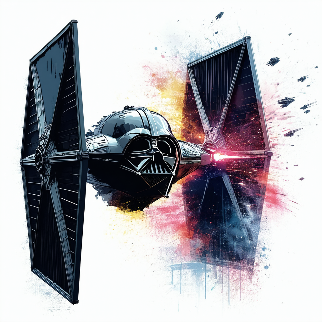 STAR WARS Circle Fight Darth Vader Tie Fighter Adult Tee Graphic T-Shirt for Men Tshirt
