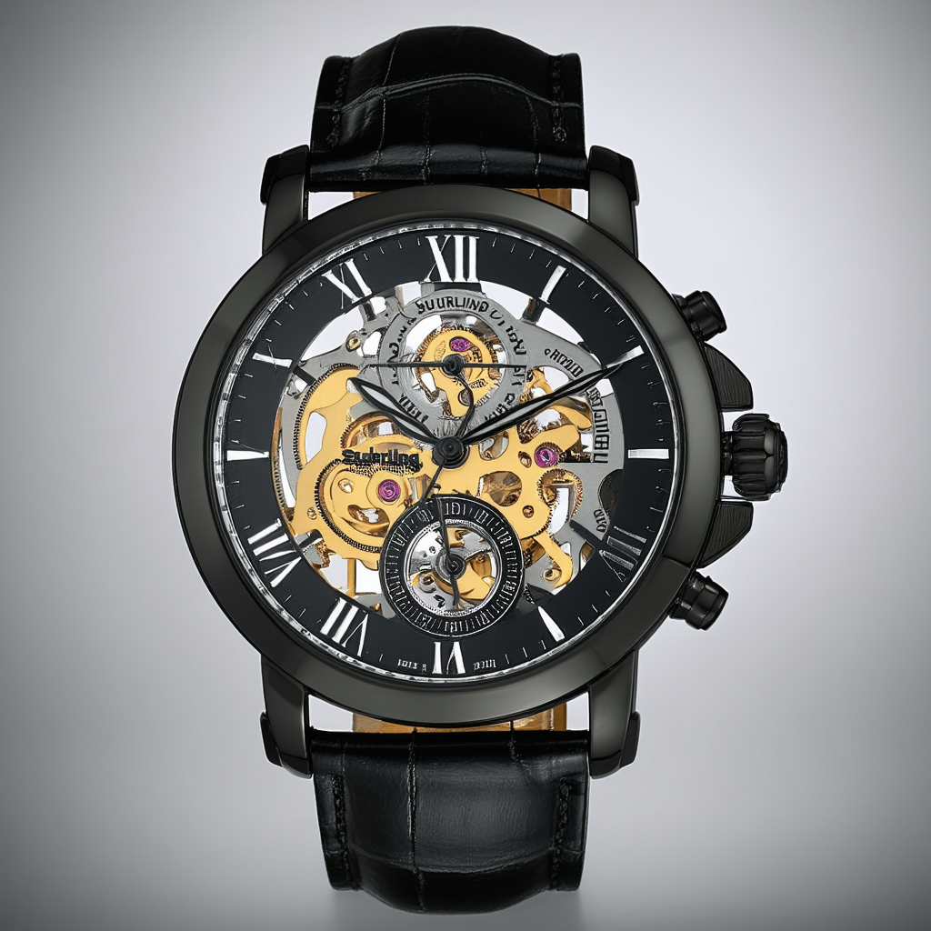 Stuhrling Original Men's 107.33151 Delphi Automatic Skeleton Black Dial Watch