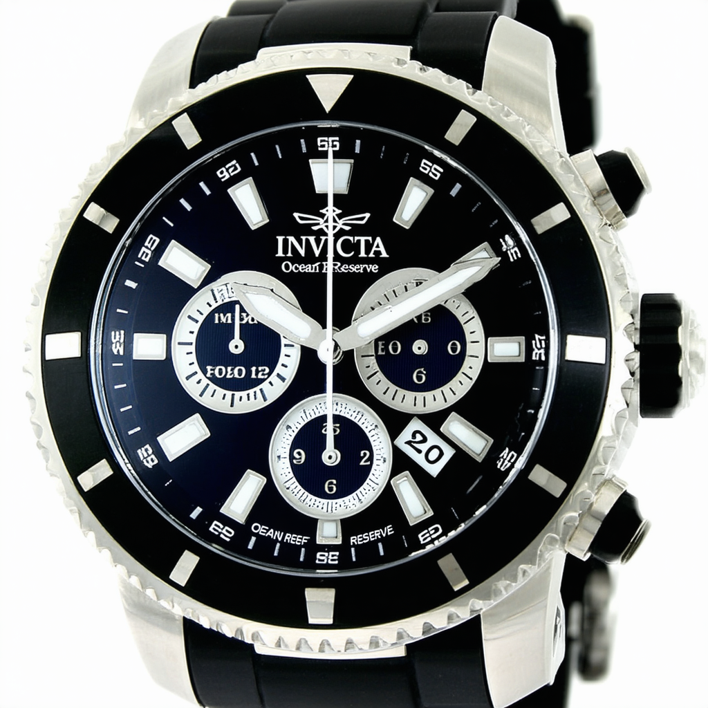 Invicta Men's 0760 Ocean Reef Reserve Chronograph Black Dial Stainless Steel Watch