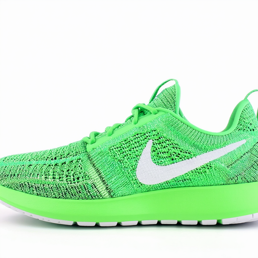 Nike Womens Rosherun Flyknit Running Shoes (7 B(M) US, Voltage green/White-LCD Green)