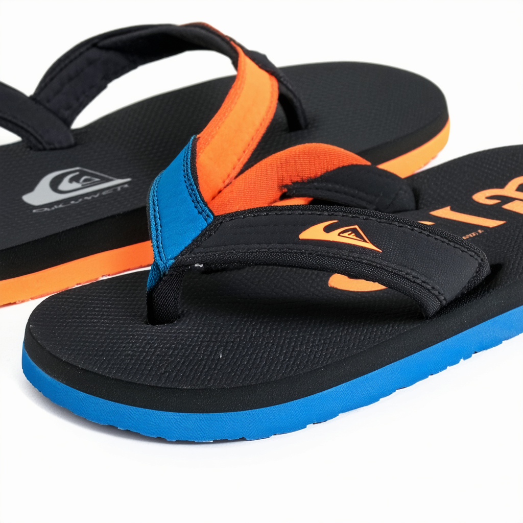 Quiksilver Boy's Molokai Layback Youth Sandal, Black/Orange/Blue, 13 M US Little Kid