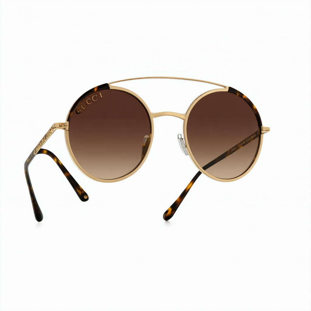 Gucci Womens 56mm Round Sunglasses, One Size, Gold / Brown / Gold