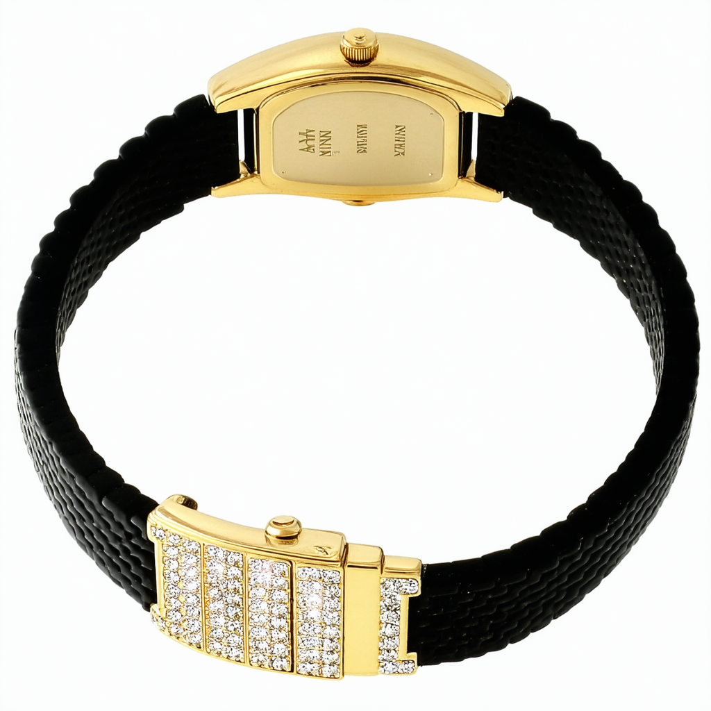 Anne Klein Women's AK/1694LEGB Black Premium Crystal-Studded Gold-Tone Bracelet Watch
