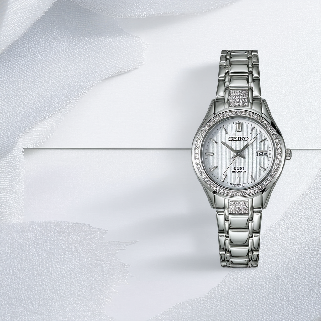 Seiko Women's SUJF31 Diamond Silver-Tone Watch