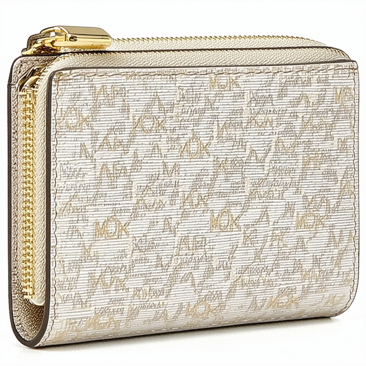 Michael Kors Medium Zip Around Wallet in Signature Monogram Vanilla