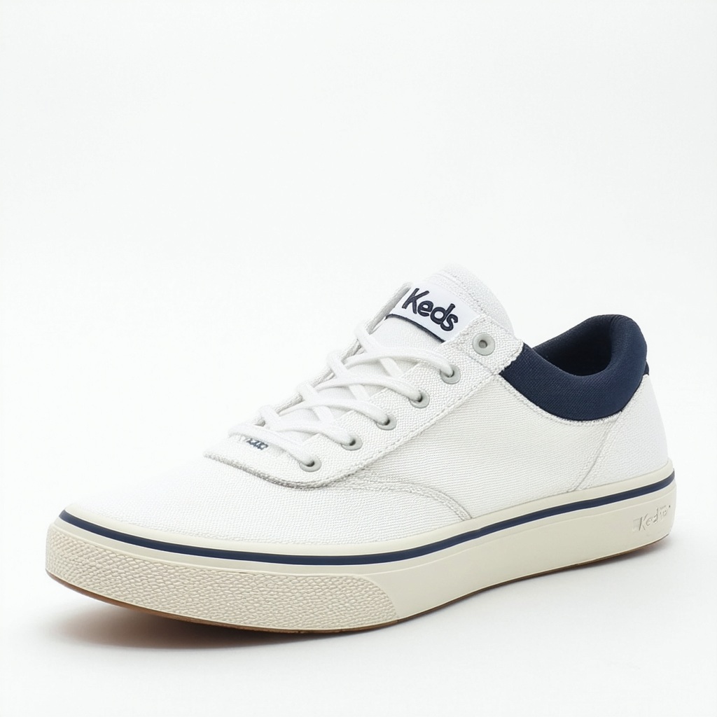 Keds Women's Rebellion Sneaker,White/Navy,7.5 M