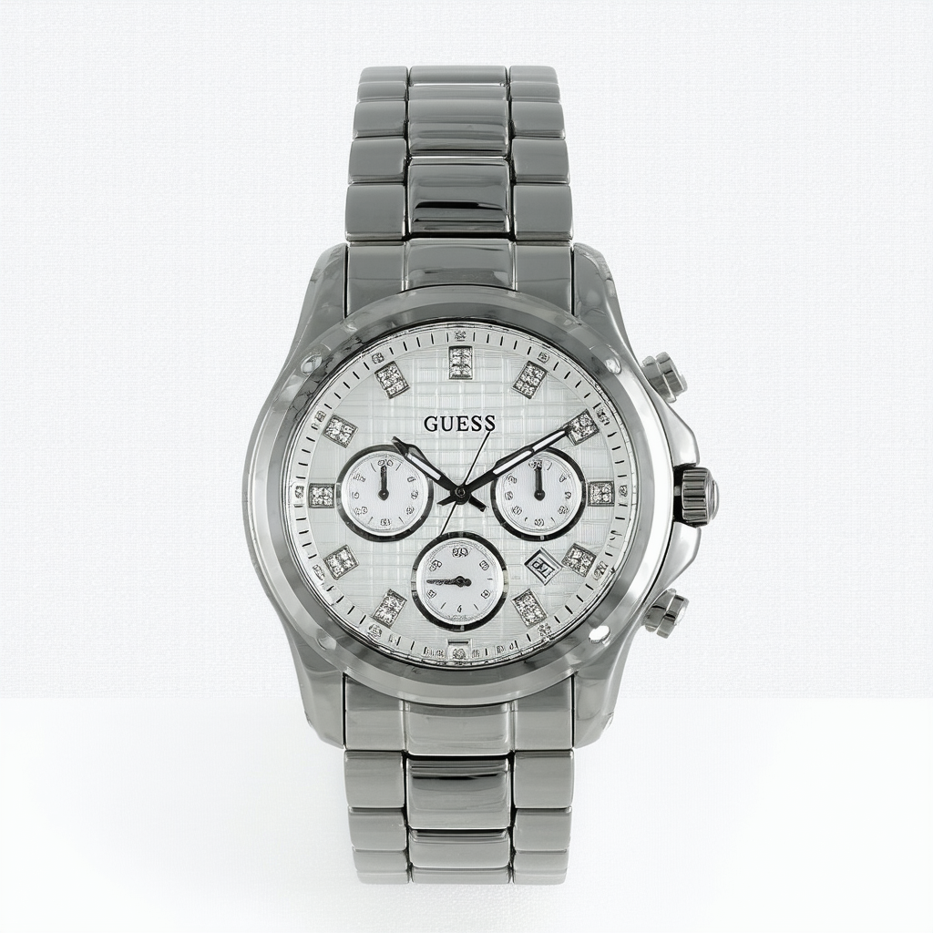 GUESS? Men's U11009G1 Black Stainless Steel Diamond Watch