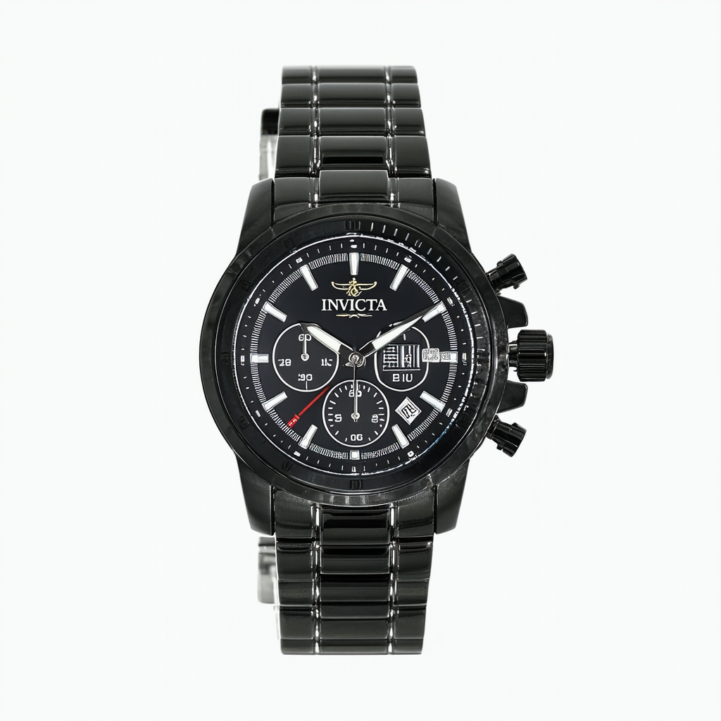 Invicta Men's 1245 II Collection Chronograph Black Dial Stainless Steel Watch