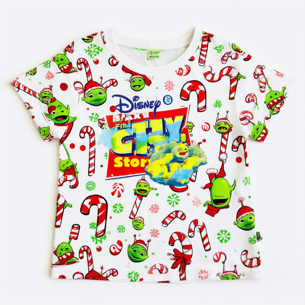 Fifth Sun Disney Pixar Toy Story Aliens Candy Cane Holiday Girls T-Shirt