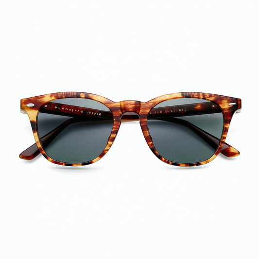 Native Print Classic Retro Fashion Flat Top Horn Rimmed Style Sunglasses