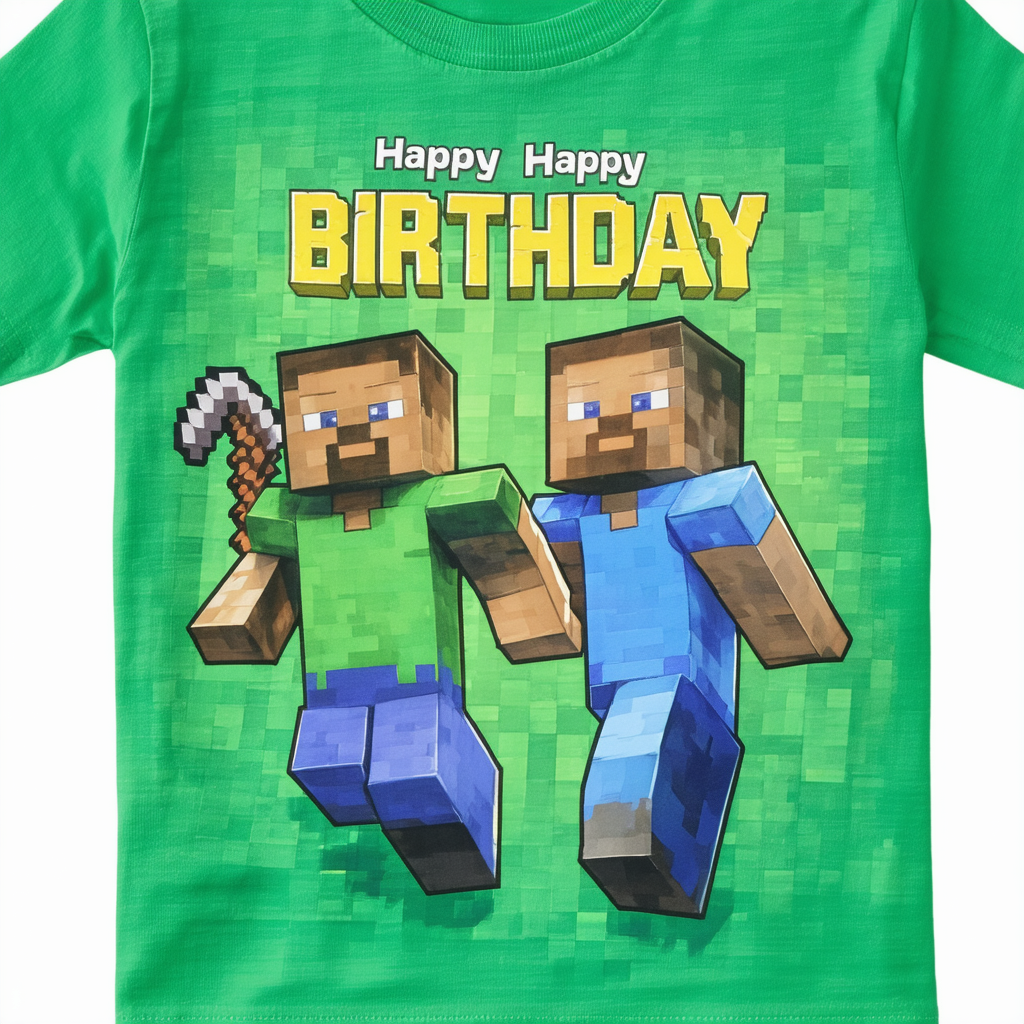 Boy's Minecraft Happy Birthday Steve and Alex T-Shirt