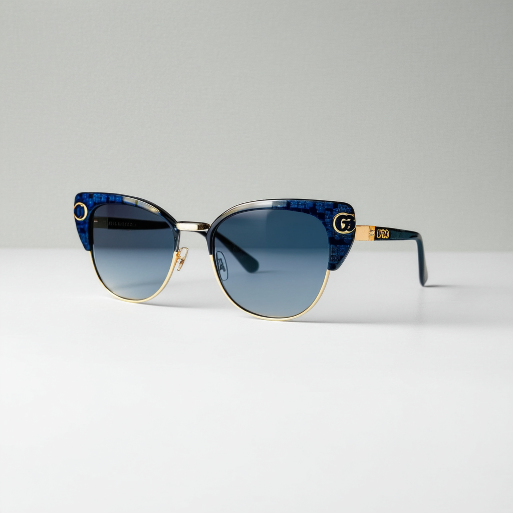 Gucci GG 0105 S- 005 GOLD/BLUE Sunglasses