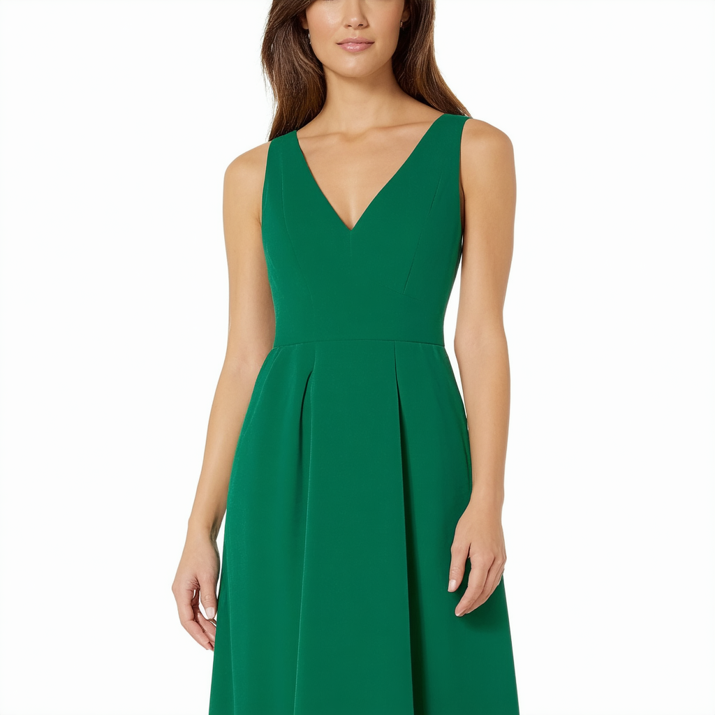 Anne Klein Women's Sleeveless V-Neck Midi Dress