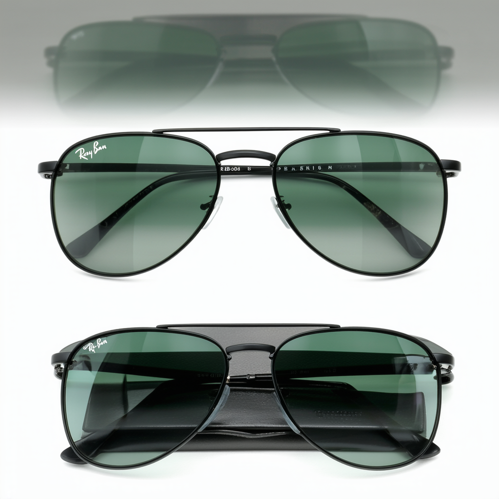 Ray-Ban RB 3138-002 Shooter Black Metal-Framed Sunglasses with Crystal Green Lenses- 62mm