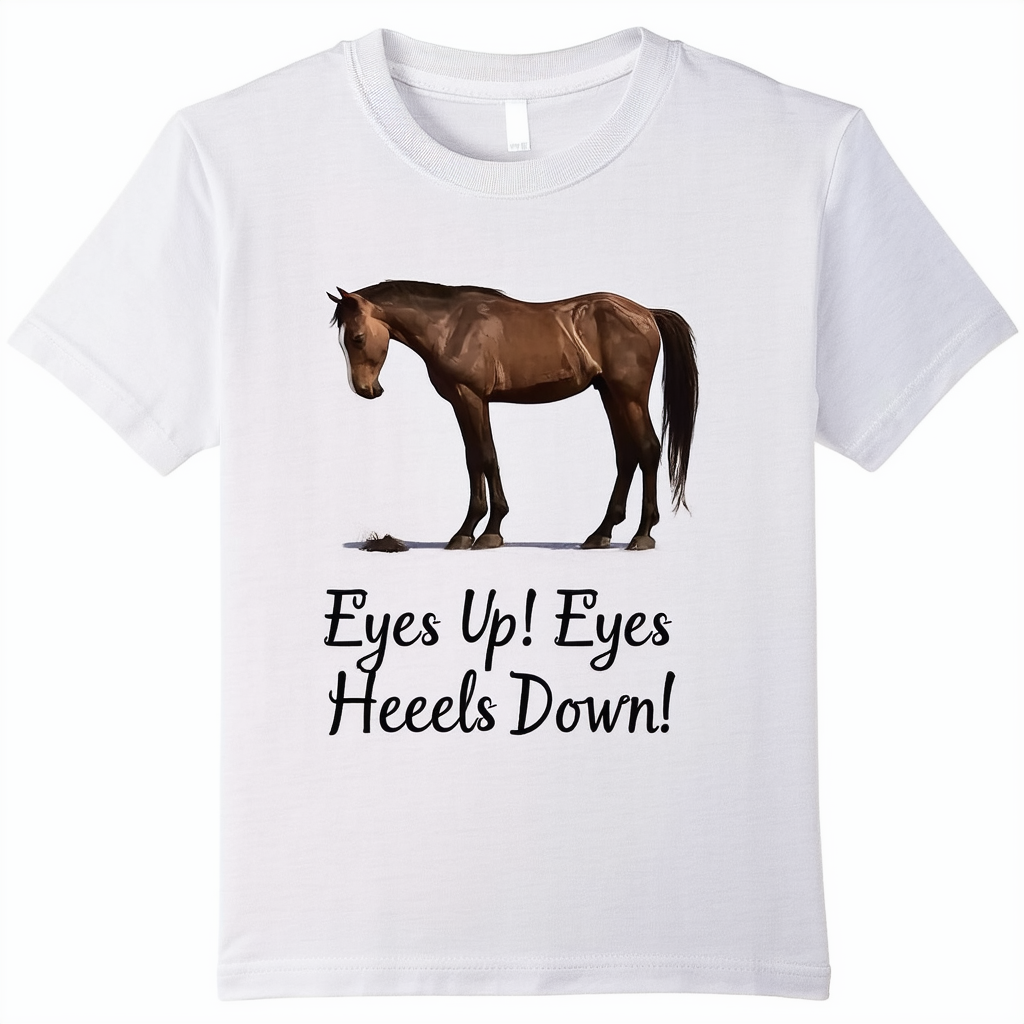 CafePress Eyes Up! Heels Down! Horse Kids Light Kids T-Shirt