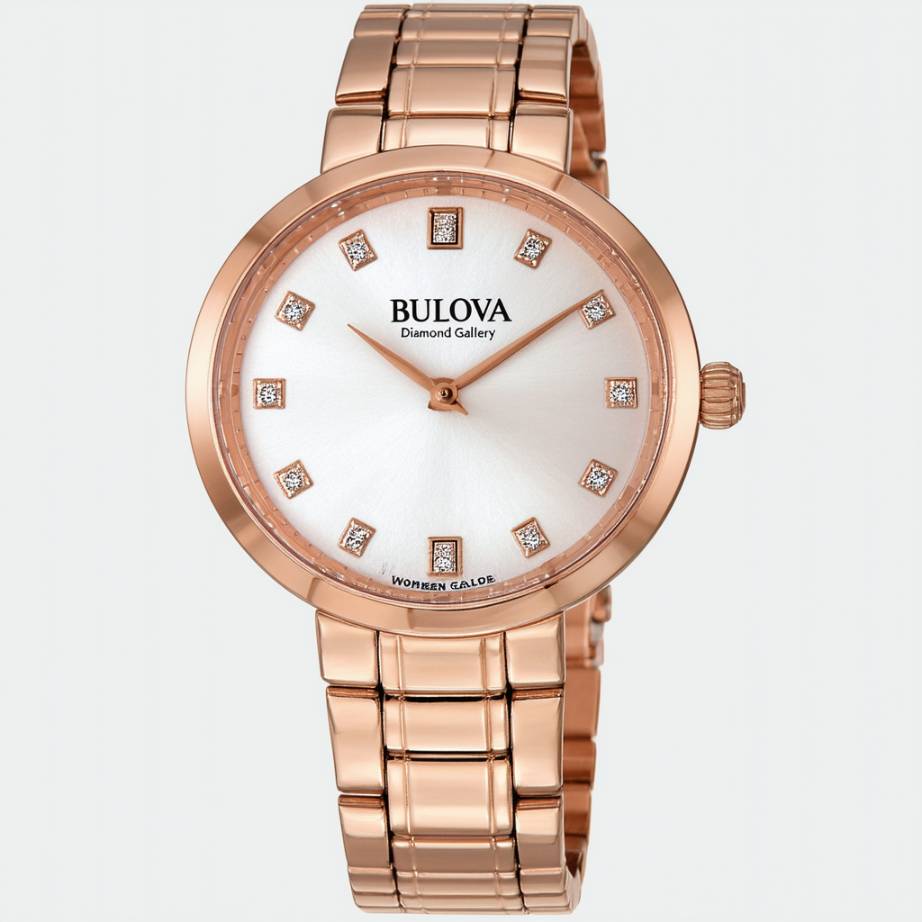 Bulova Women's 97P106 Diamond Gallery Analog Display Japanese Quartz Rose Gold Watch