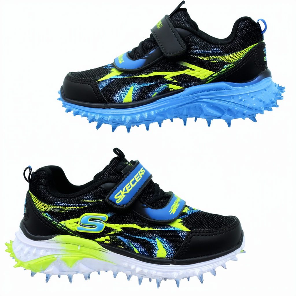 Skechers Kids Boy's Turbo Spike Sneaker, Black/Blue/Lime, 11.5 Medium US Little Kid
