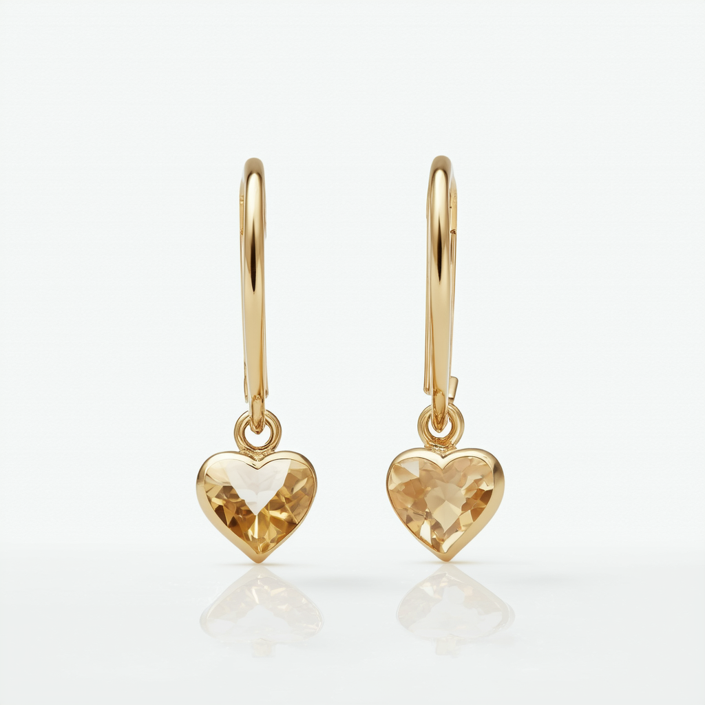 Amazon Collection 14k Heart Shape Briolette Drop Earrings