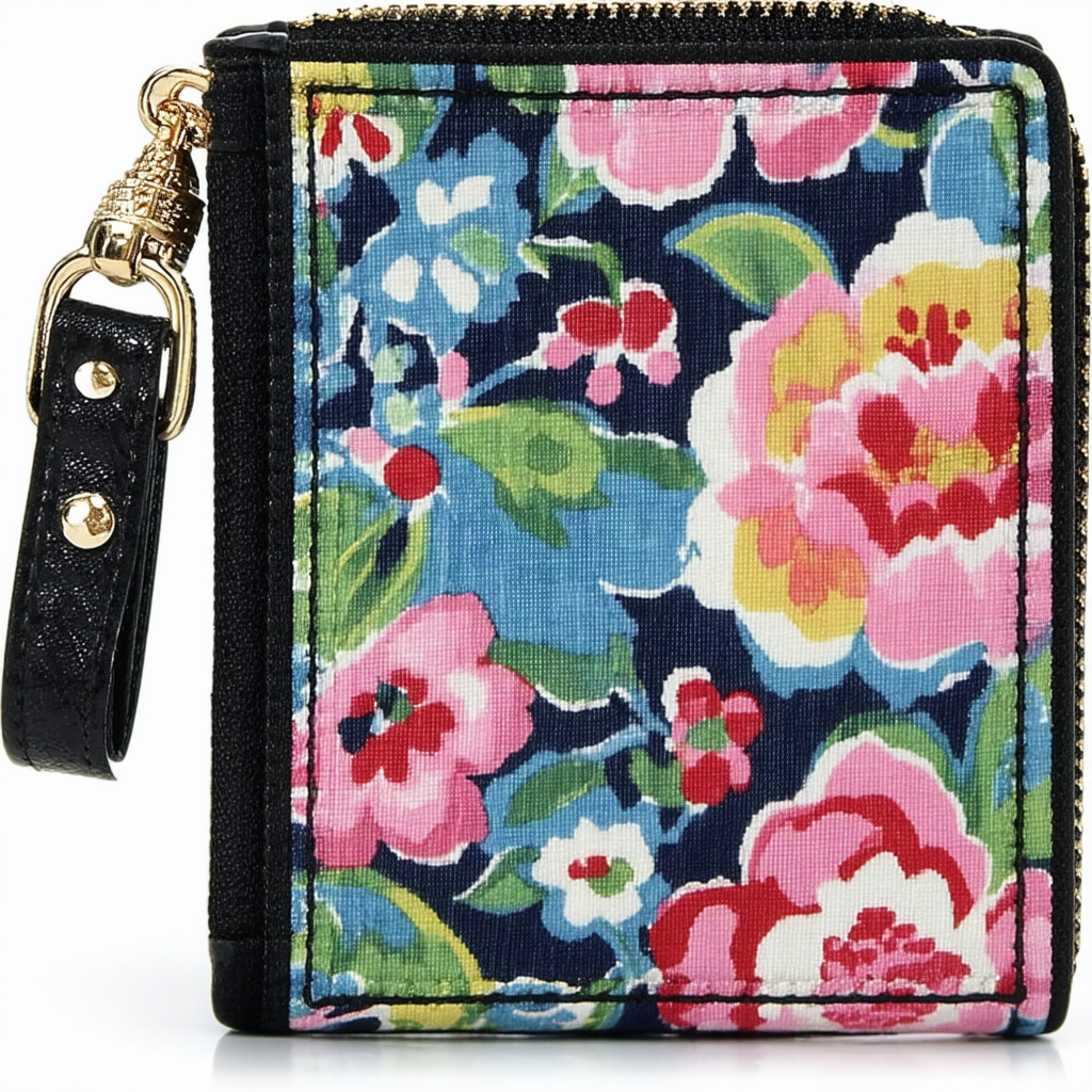 Vera Bradley Women's Wallet Microfiber Jen Zip ID Case, Classic Black, One Size
