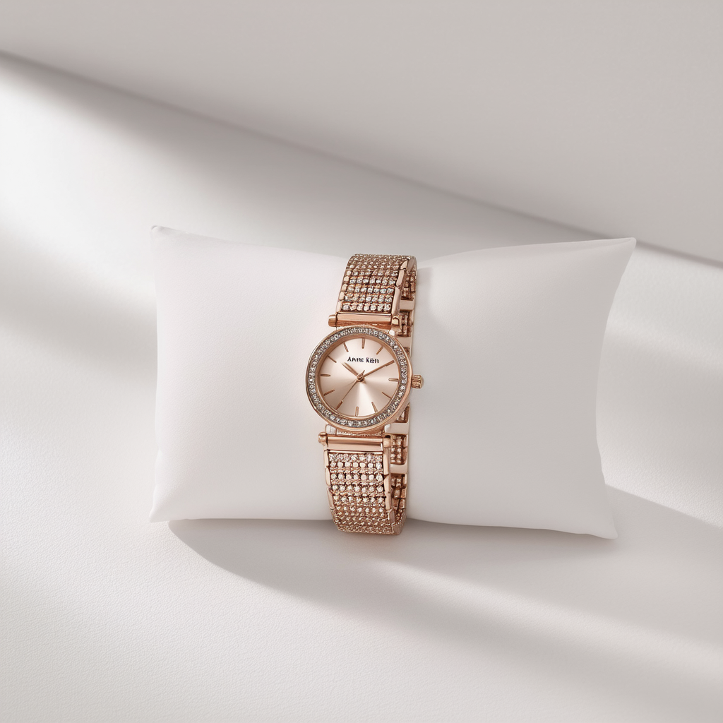 Anne Klein Women's AK/1430RMRG Premium Crystal Accented Rose Gold-Tone Bracelet Watch