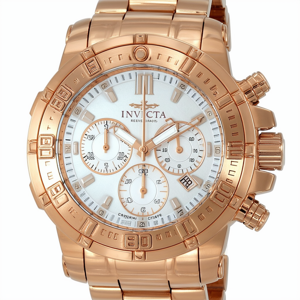 Invicta Men's 10743 Reserve Chronograph White Dial 18k Rose Gold Ion-Plated Stainless Steel Watch