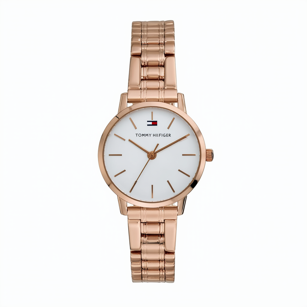 Tommy Hilfiger Women's Quartz Watch with Carnation Gold Steel Strap, 18 (Model: 1782453)