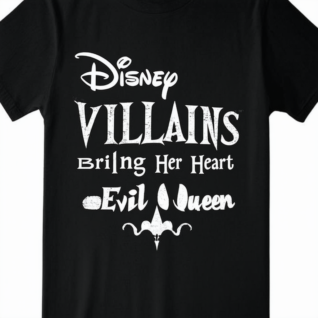 Disney Villains Bring Me Her Heart Evil Queen Young Men's Short Sleeve Tee Shirt, Black, X-Large