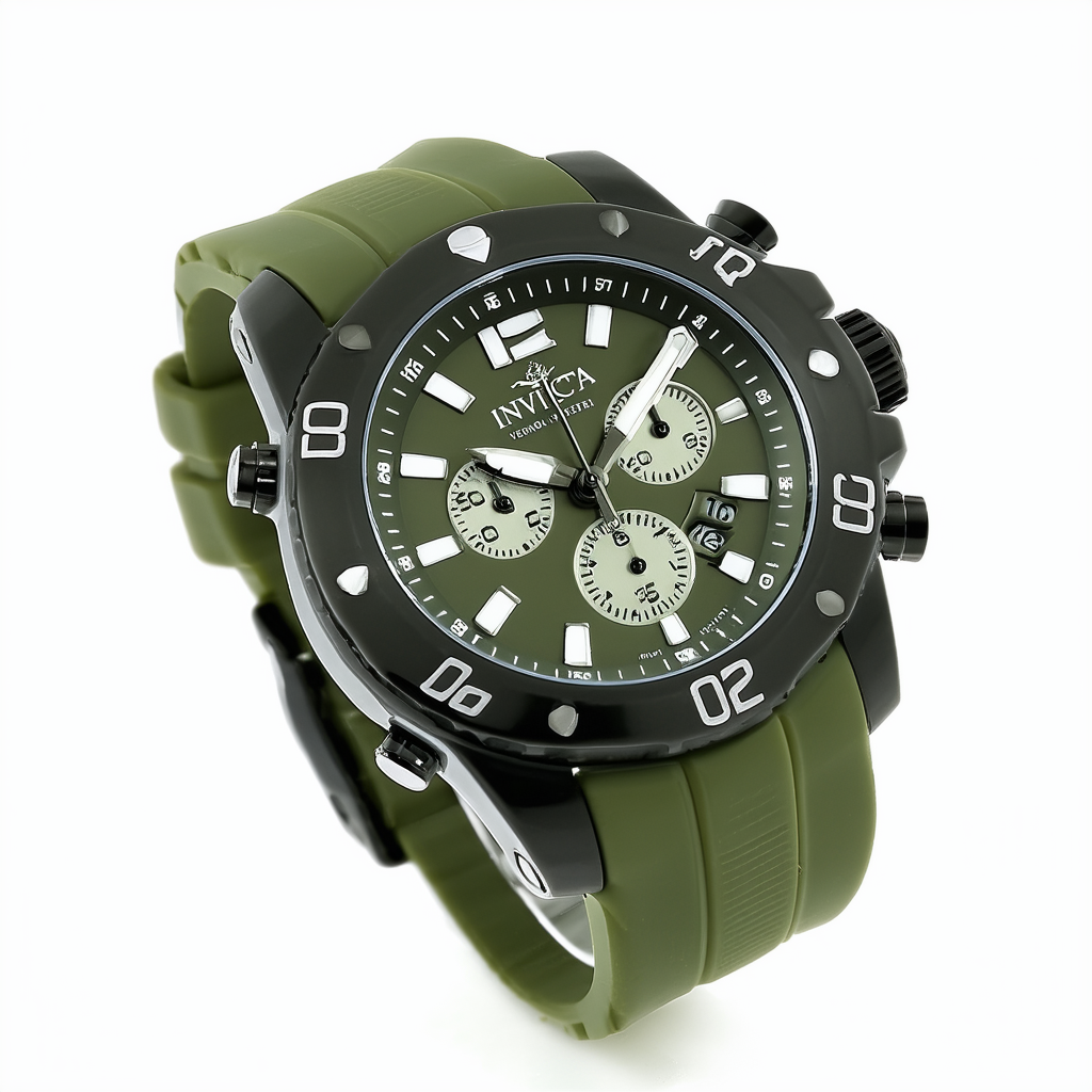 Invicta Men's 11976 Venom Reserve Chronograph Olive Green Dial Olive Green Polyurethane Watch