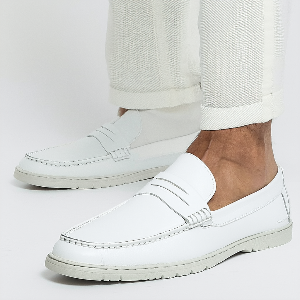 Kenneth Cole Unlisted Men's String Along Slip-on Loafer, White, 8 M US