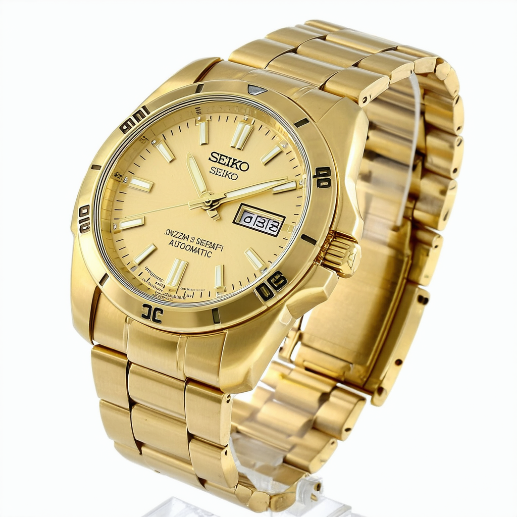 Seiko Men's SNZF38 Seiko 5 Automatic Gold Dial Gold-Tone Stainless Steel Watch
