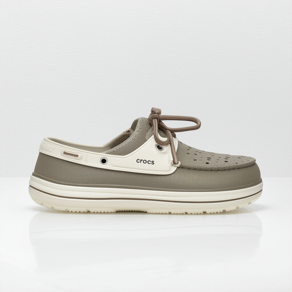crocs Women's Beach Line Hybrid W Boat Shoe, Khaki/Stucco, 5 B(M) US