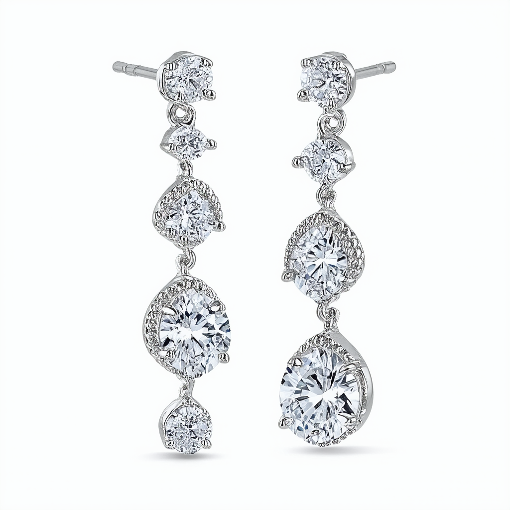 Anne Klein "Pave The Way" Silver-Tone and Crystal Triple Drop Earrings