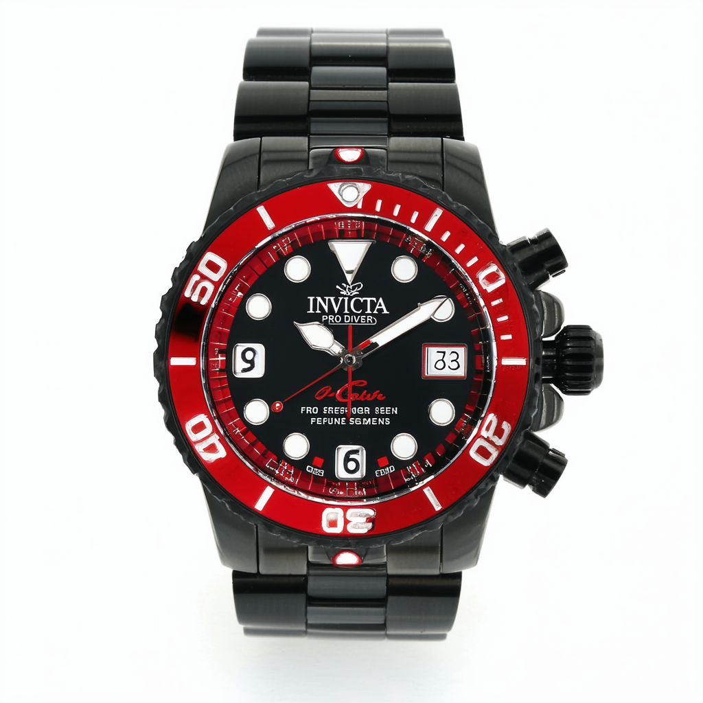 Invicta Pro Diver Men's Stainless Steel Black (44MM, Red)