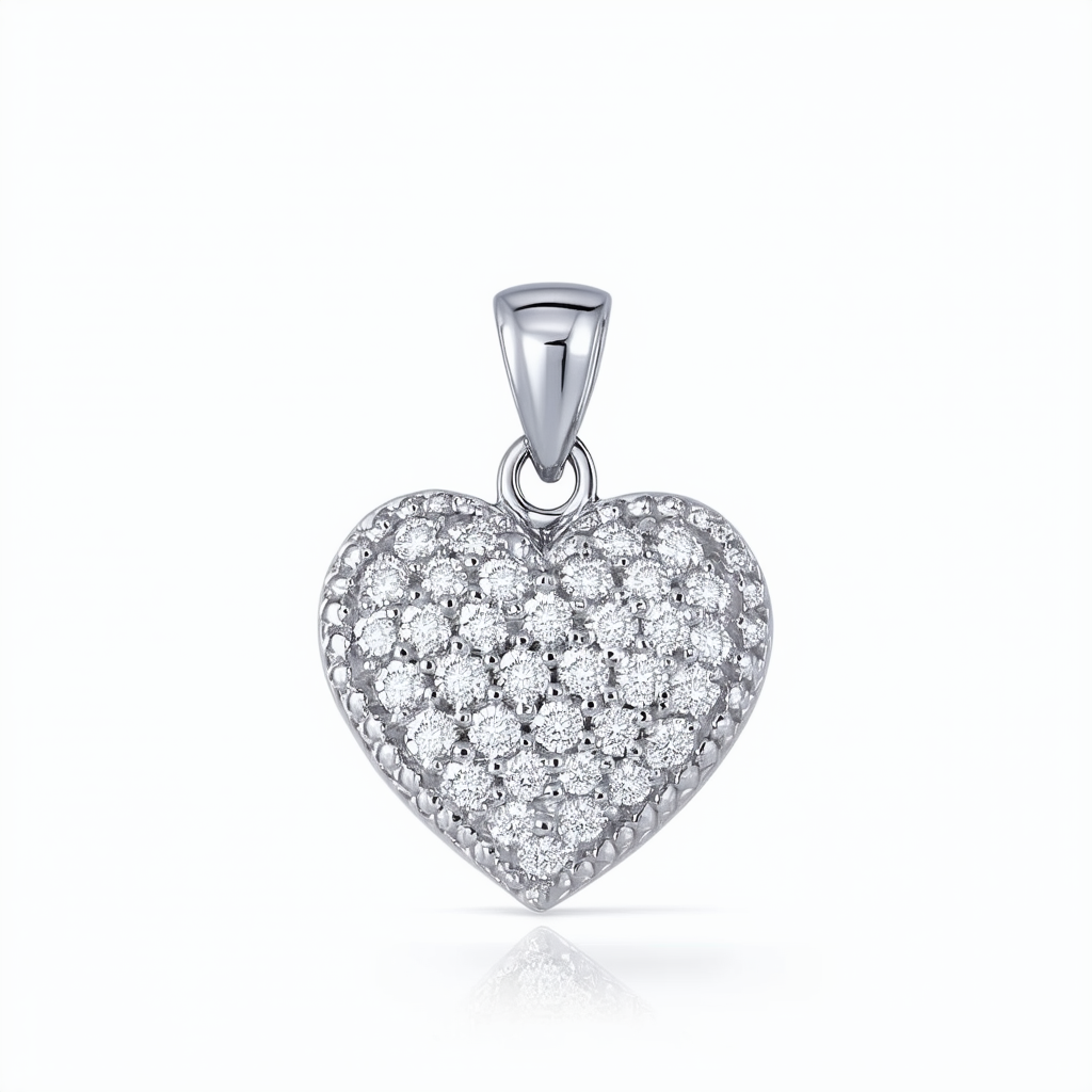 Sterling Silver Diamond Mosaic Heart Pendant (1/10 cttw, H-I Color, I2-I3 Clarity), 18"