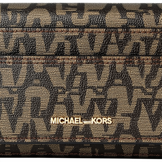 MICHAEL Michael Kors Signature PVC Flap Large Wallet Brown