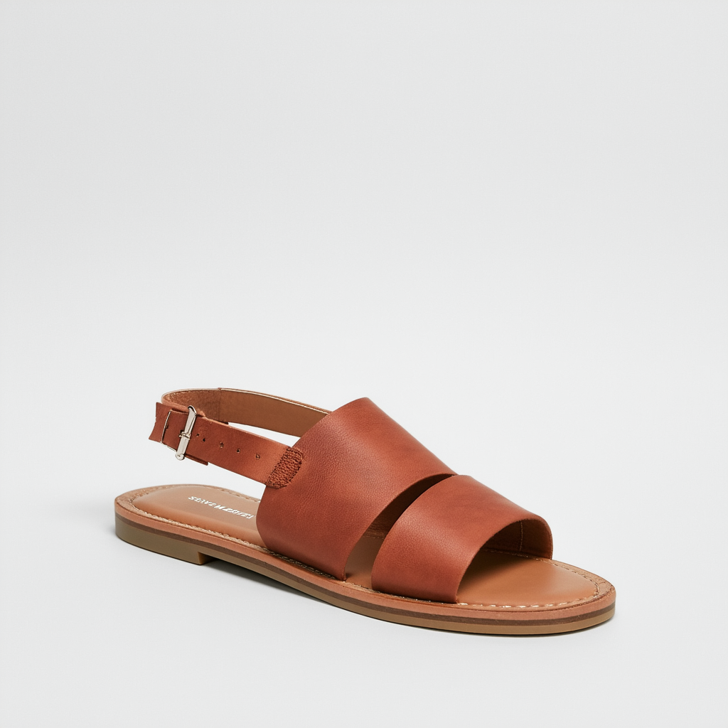 Steve Madden Women's Hestur Flat Sandal, Rust Leather, 6 M US