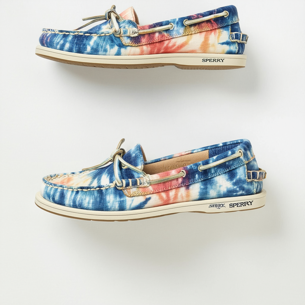SPERRY womens Angelfish loafers shoes, Sun/Tie Die, 7.5 US