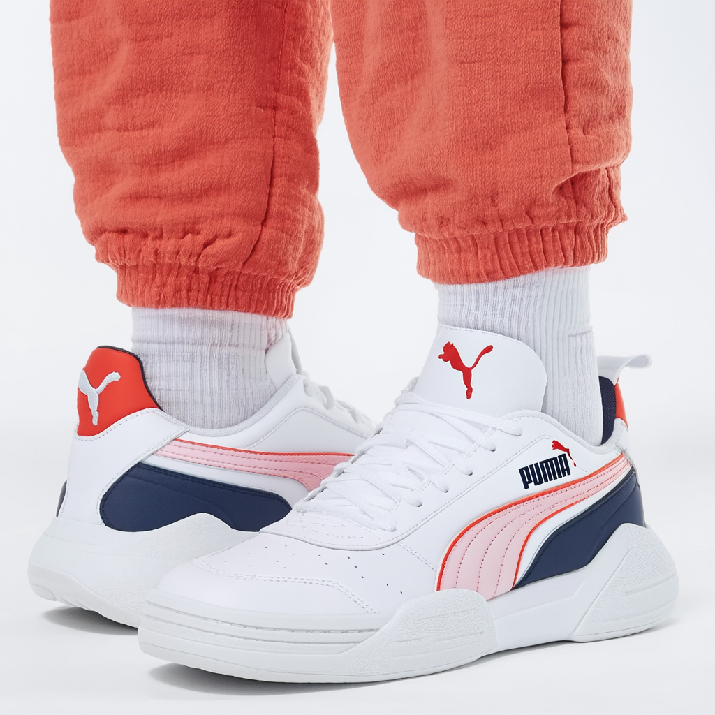 Puma Men's Palace Guard Sneaker, White-Geranium, 11.5 M US