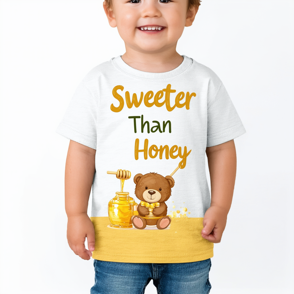 Sweeter Than Honey Toddler T-Shirt - Cute Bear Kids' T-Shirt - Graphic Tee Shirt for Toddler