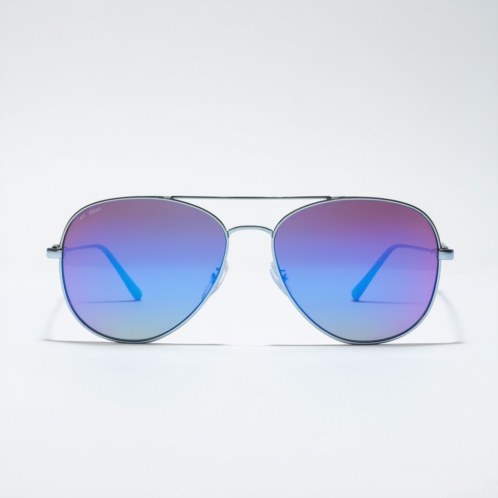Aviator Sunglasses: Blue-Silver/Lilac Gradient