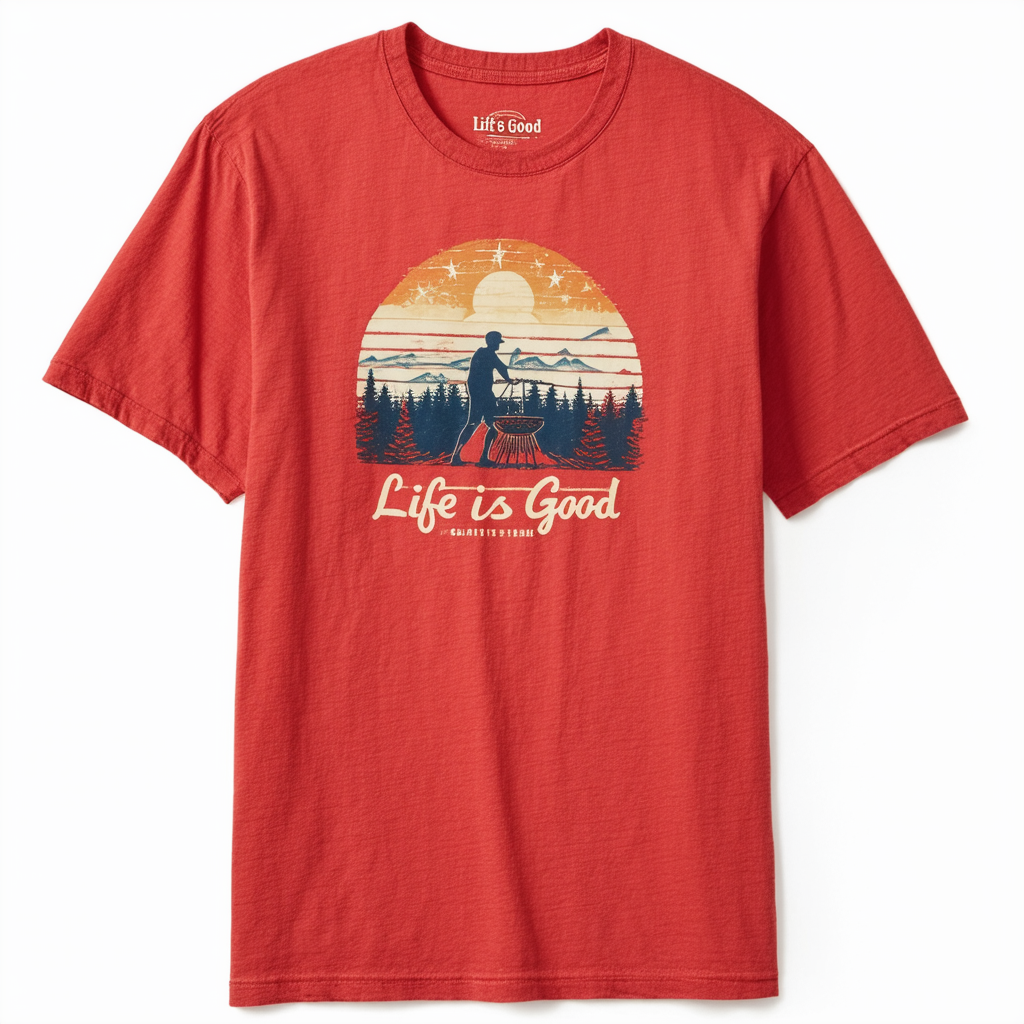 Life is Good Mens Vintage Activity Jake Graphic T-Shirt, Grillin Americana Red, Large