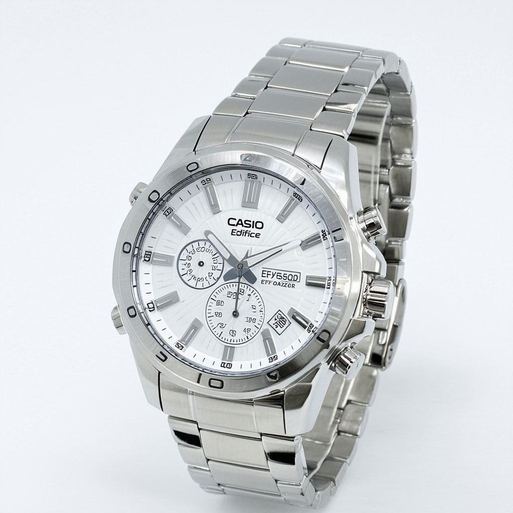 Casio Men's Edifice Quartz Watch with Stainless Steel Strap, Silver, 21.7 (Model: EFV-590D-1AVCR)