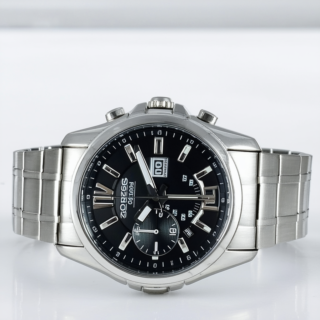Casio Mtp-1371D-1Avdf Men's Silver-Tone Steel Black Dial Watch