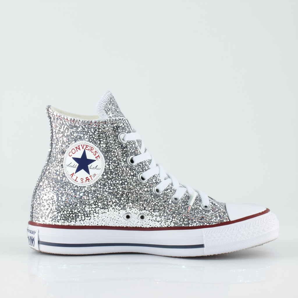 Converse Womens Chuck Taylor All Star Hi Toe Sparkle Sneaker