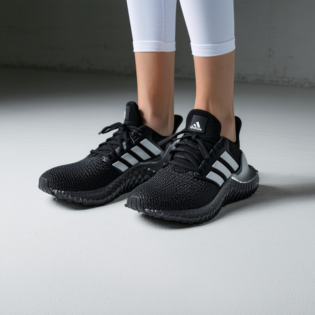adidas Women's Alphabounce w Running Shoe, Black/Metallic Silver/White, 8 M US