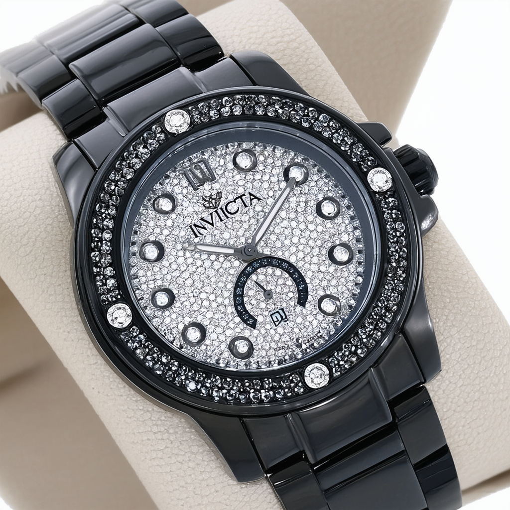 Invicta Objet D Art Automatic Crystal Black Dial Ladies Watch 26353