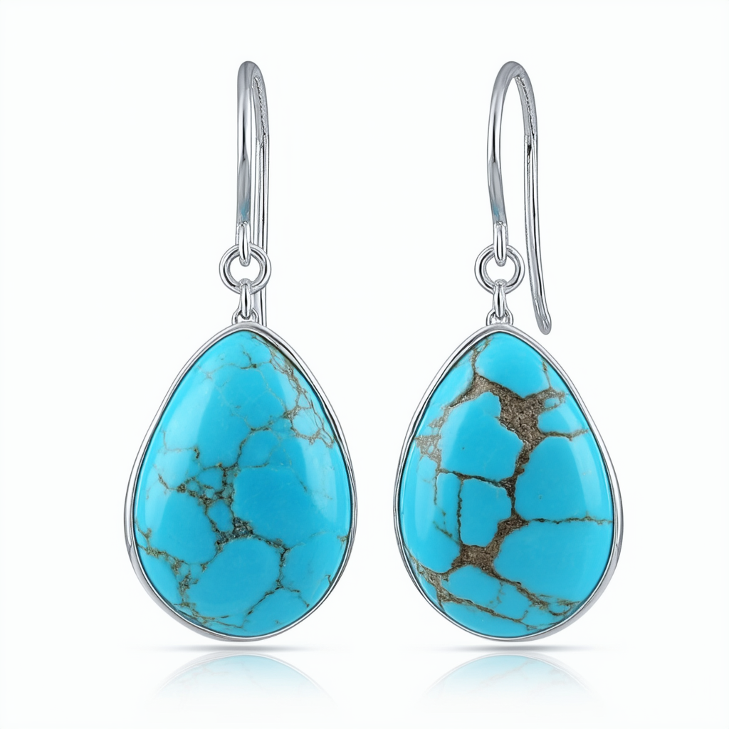 Amazon Collection Sterling Silver Turquoise Drop Earrings