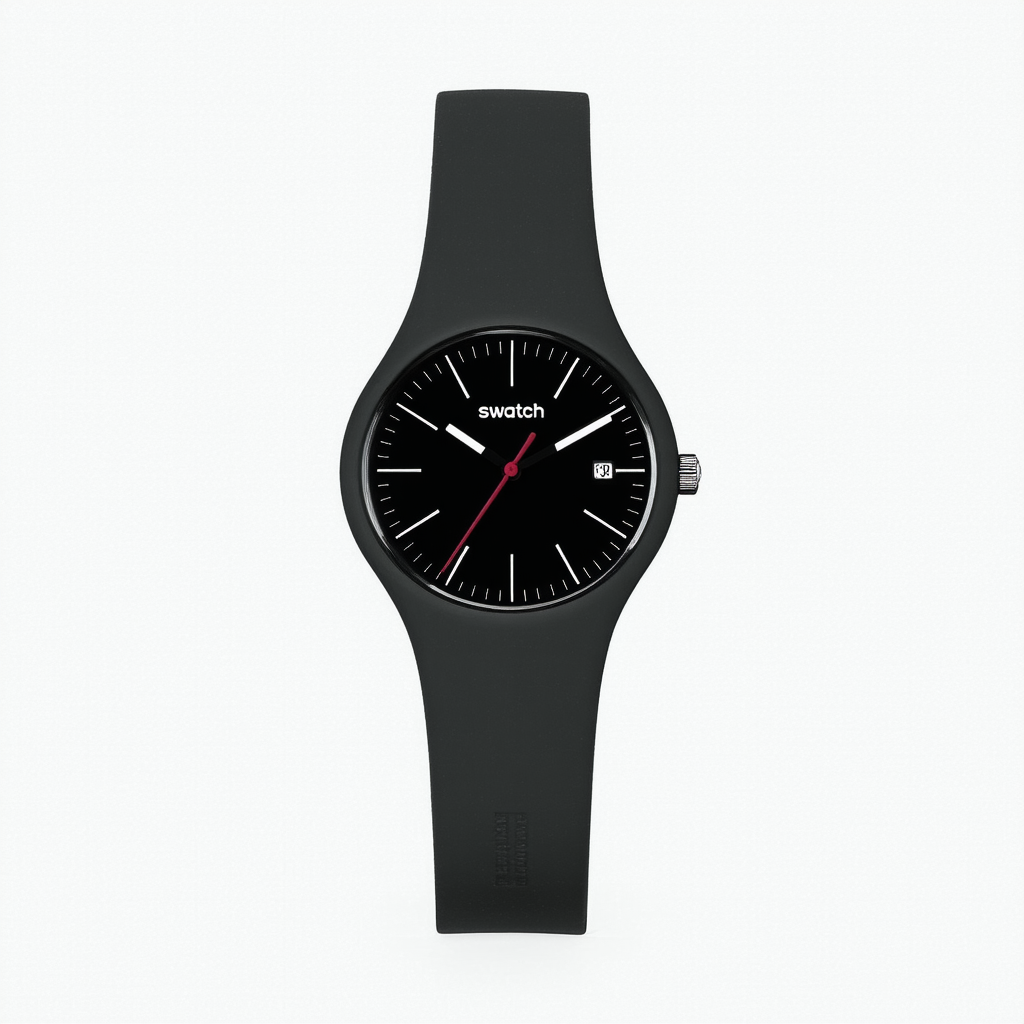 Swatch Originals Black Lacquered Black Silicone Unisex Watch SUOB101