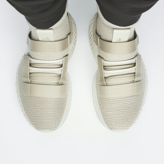 adidas Men's Tubular Invader Strap Shoes Sesame/Sesame/Semi Solar Slime 9