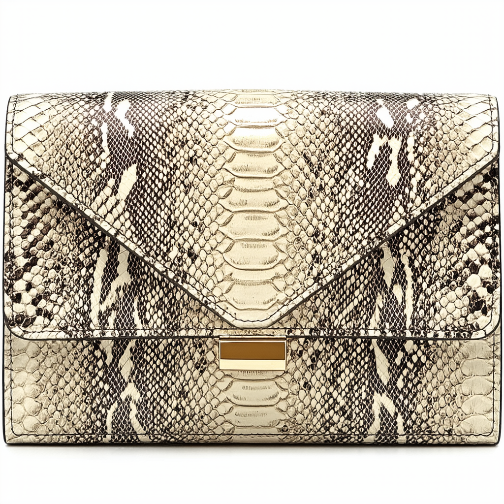 Michael Kors Daria Fold Over Clutch Natural Python